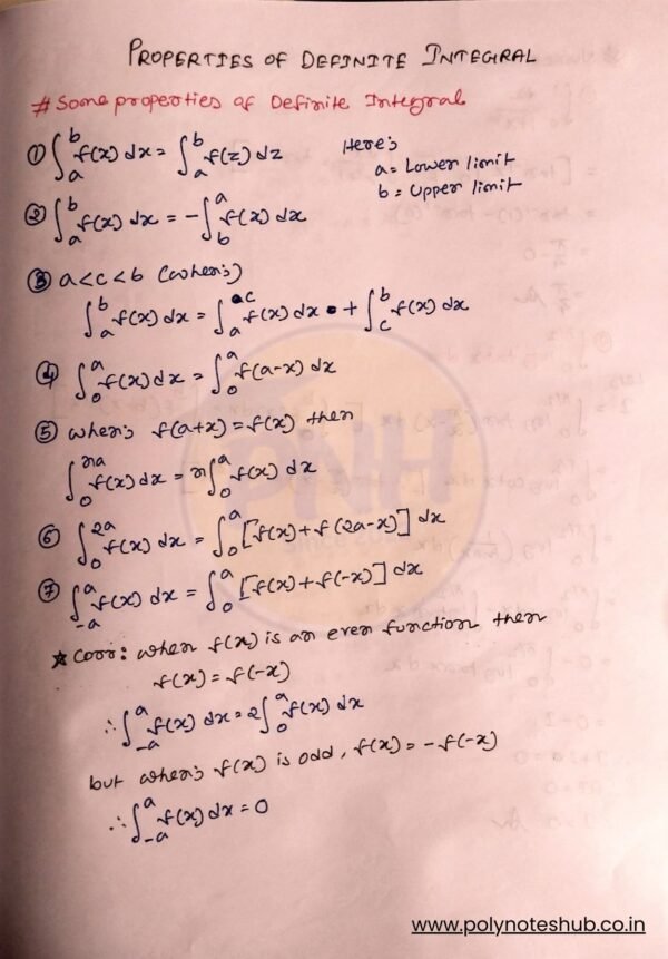 Buy Properties of Definite Integral Notes PDF [2026] - Study Notes by ...