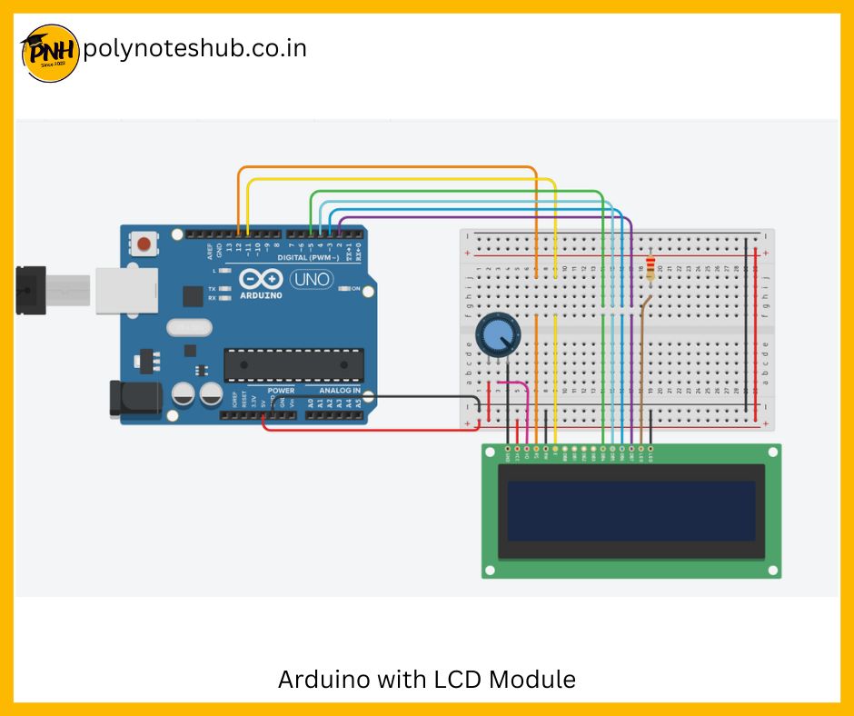 hardware connection of Arduino with LCD circuit