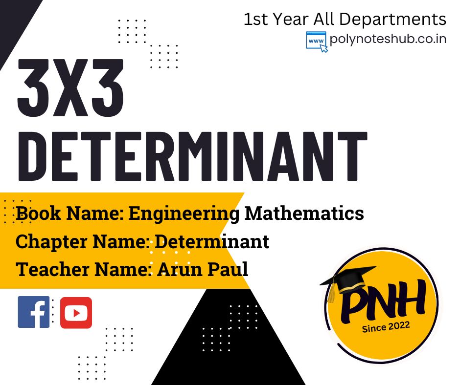 how to solve 3rd order determinant - poly notes hub - 3x3 determinant