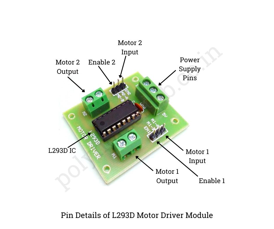 pin details of l293d motor driver module - poly notes hub