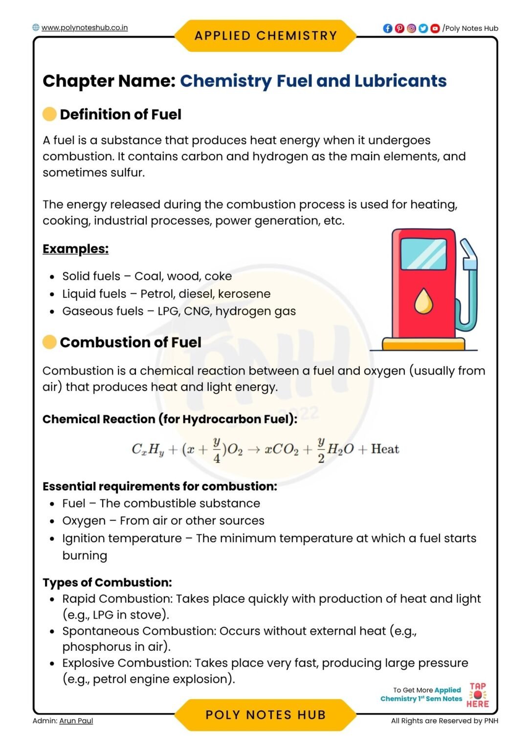 Fuels and Lubricants Notes PDF | Applied Chemistry Notes [2026]