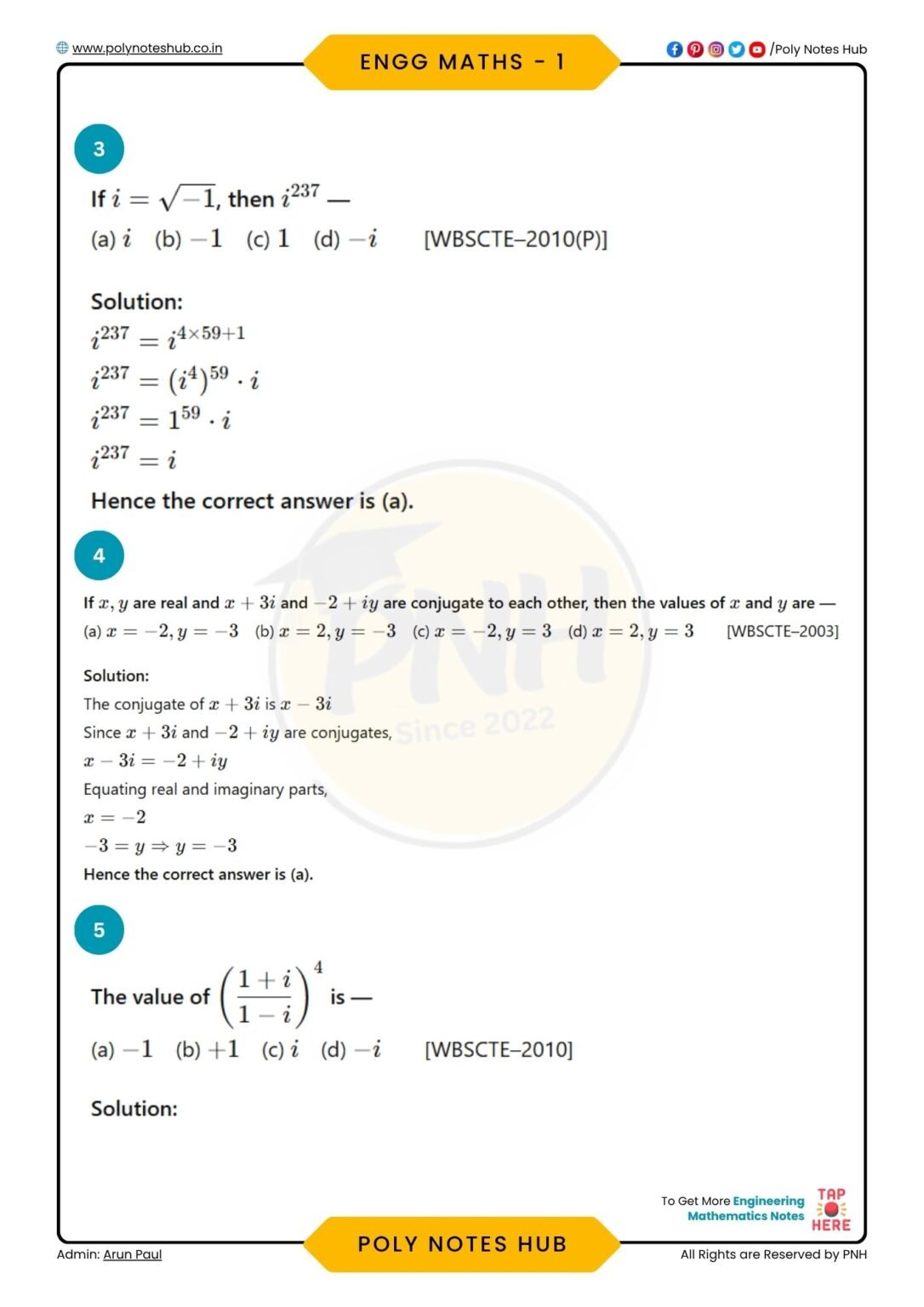 Complex Number PDF Notes Download [2026] - Poly Notes Hub