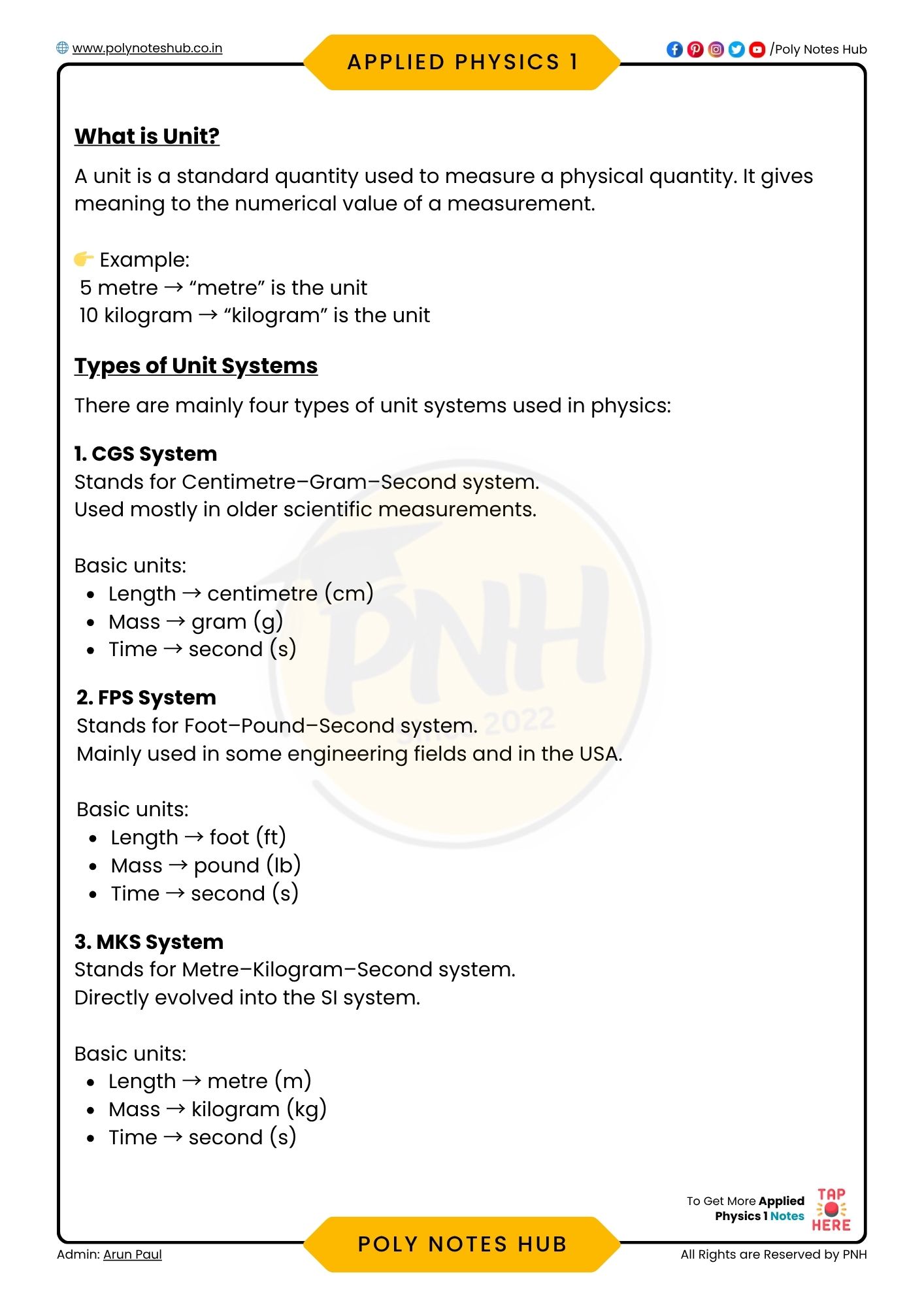 Units and Measurements Notes PDF [2026] | Applied Physics 1