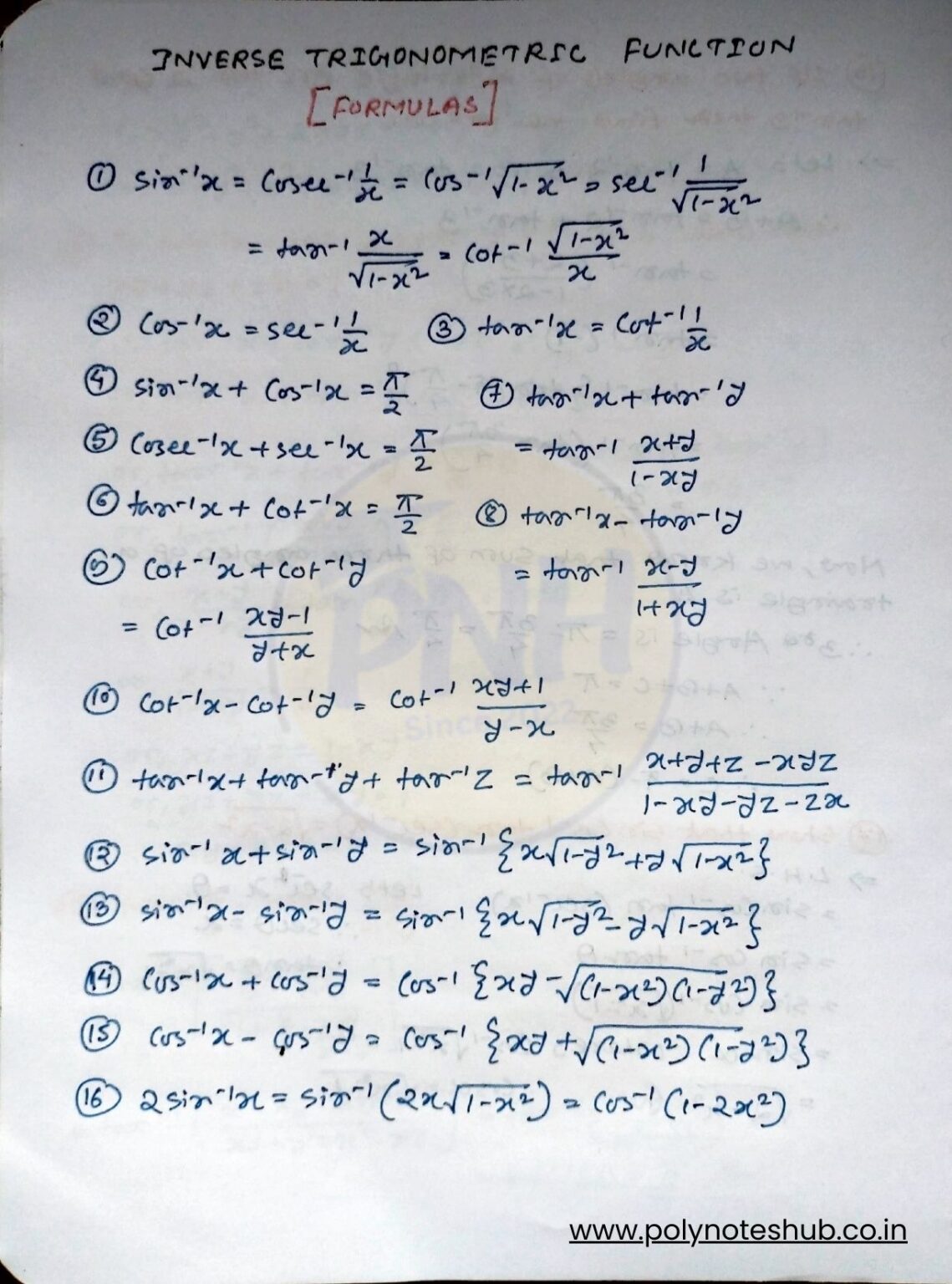 Inverse Trigonometric Functions Formulas and Problems PDF | New Topic ...