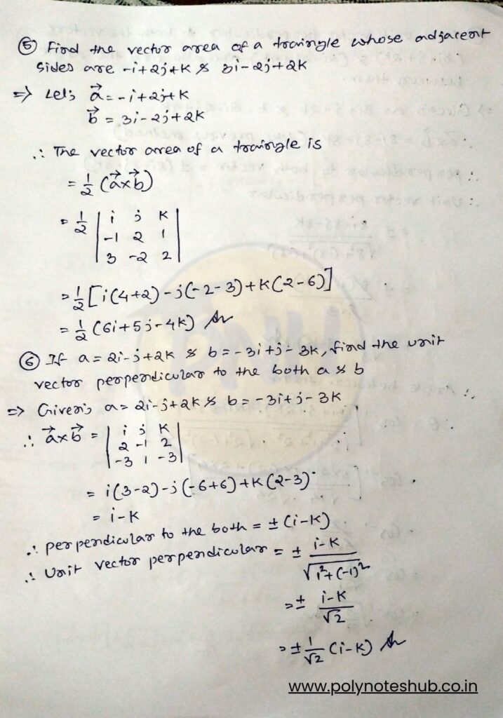 Vector multiplication dot and cross product notes - poly notes hub