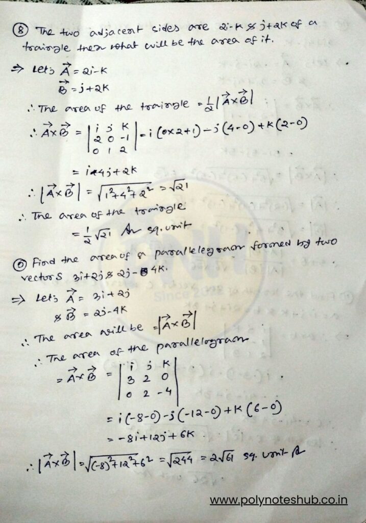 Product of two vectors solved problems PDF - poly notes hub