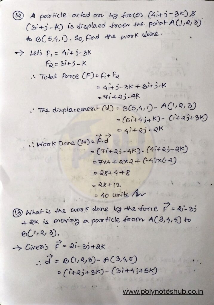 Scalar and vector product notes PDF download - poly notes hub