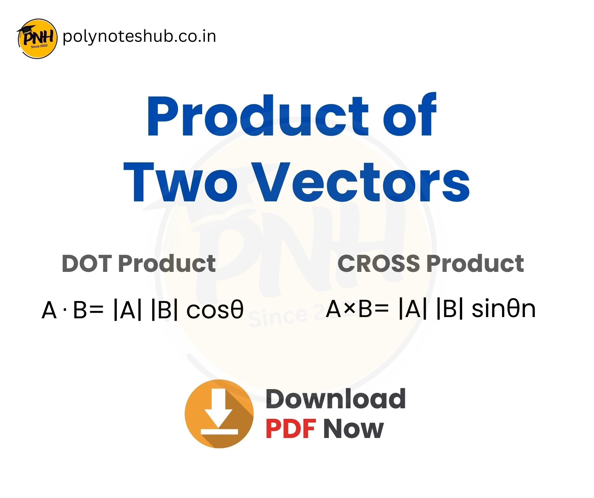 Product of Two Vectors Notes – Dot and Cross Product | New Topic
