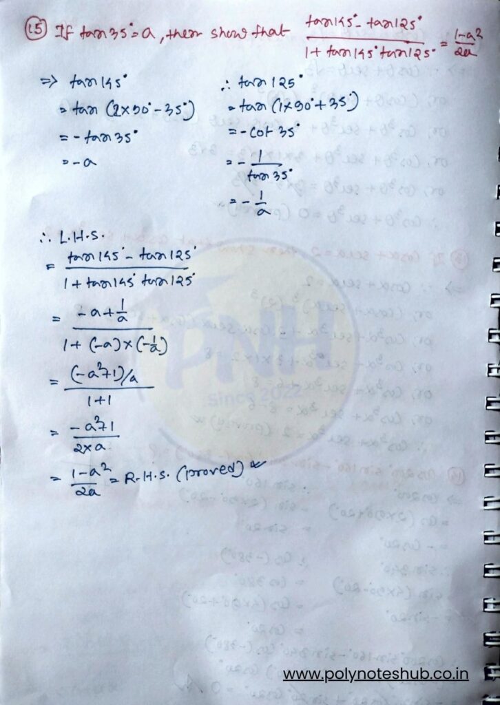 Trigonometric ratios exam questions and answers PDF - poly notes hub