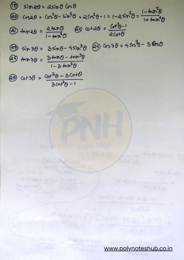 Trigonometry Multiple and Sub-Multiple Angles Formula and Problems Explained - Poly Notes Hub