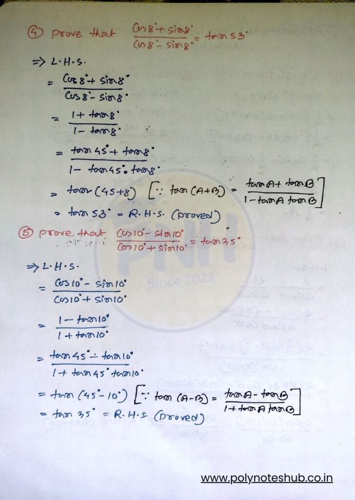 Multiple and Sub Multiple Angles Trigonometry Formulas PDF Download - Poly Notes Hub