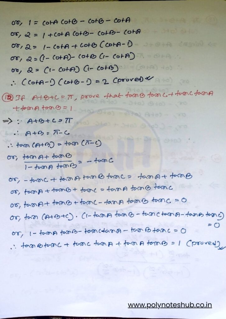 Trigonometry Multiple and Sub Multiple Angles Class 11 Questions Answers - Poly Notes Hub