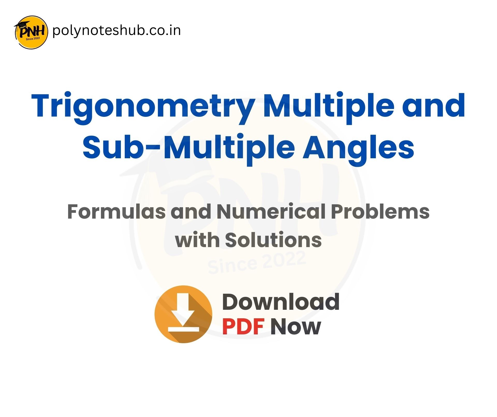 Trigonometry Multiple and Submultiple Angles Problems PDF | New Topic