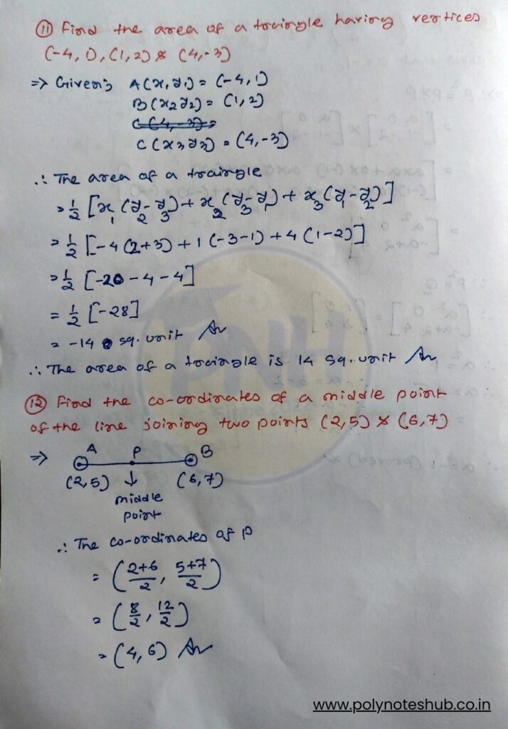 Board exam focused Cartesian and Polar Coordinate System Q&A PDF notes – poly notes hub