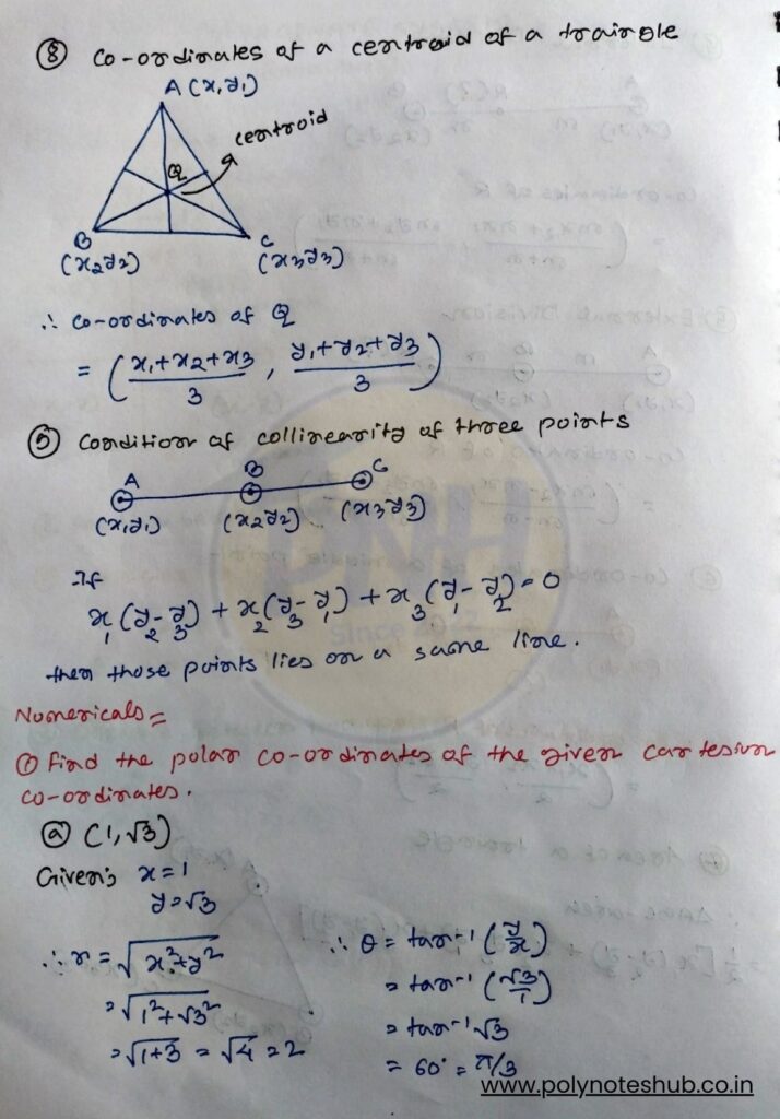 Cartesian and Polar Coordinate System numerical problems with solutions PDF – poly notes hub
