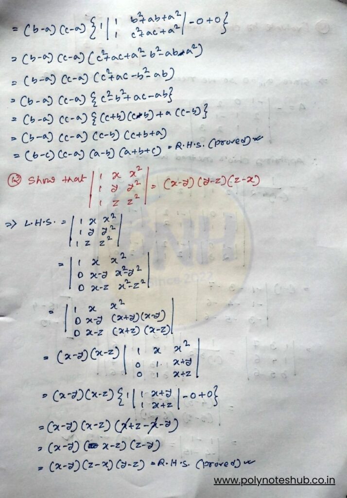 Download Determinants Questions and Answers PDF - poly notes hub