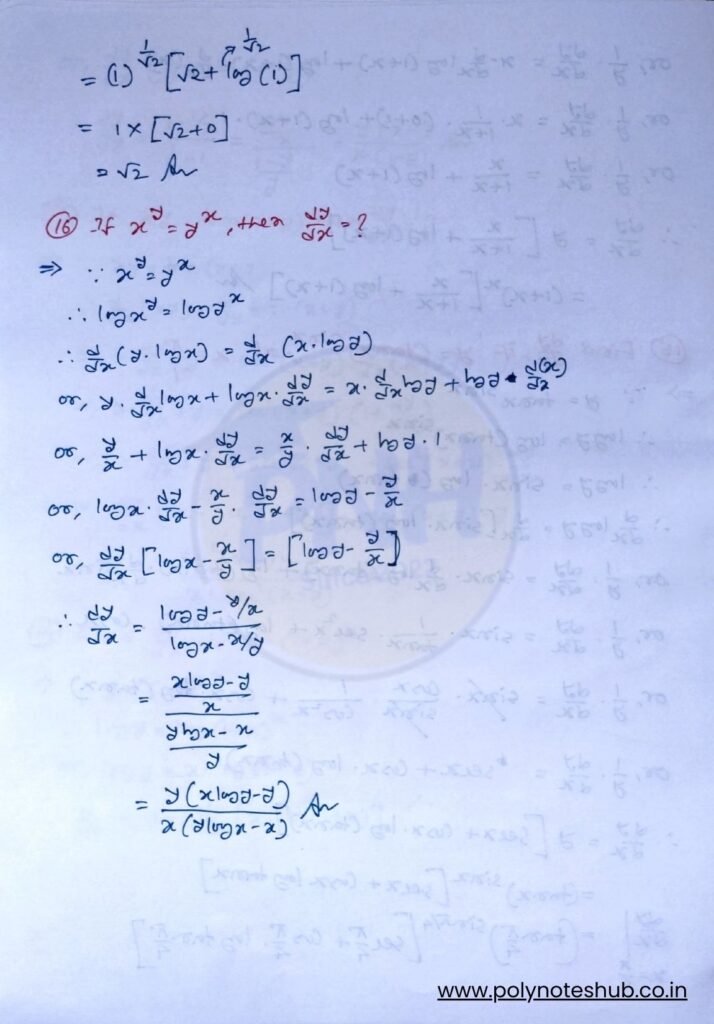 Download the PDF of First Order Derivatives Problems and Solutions - poly notes hub