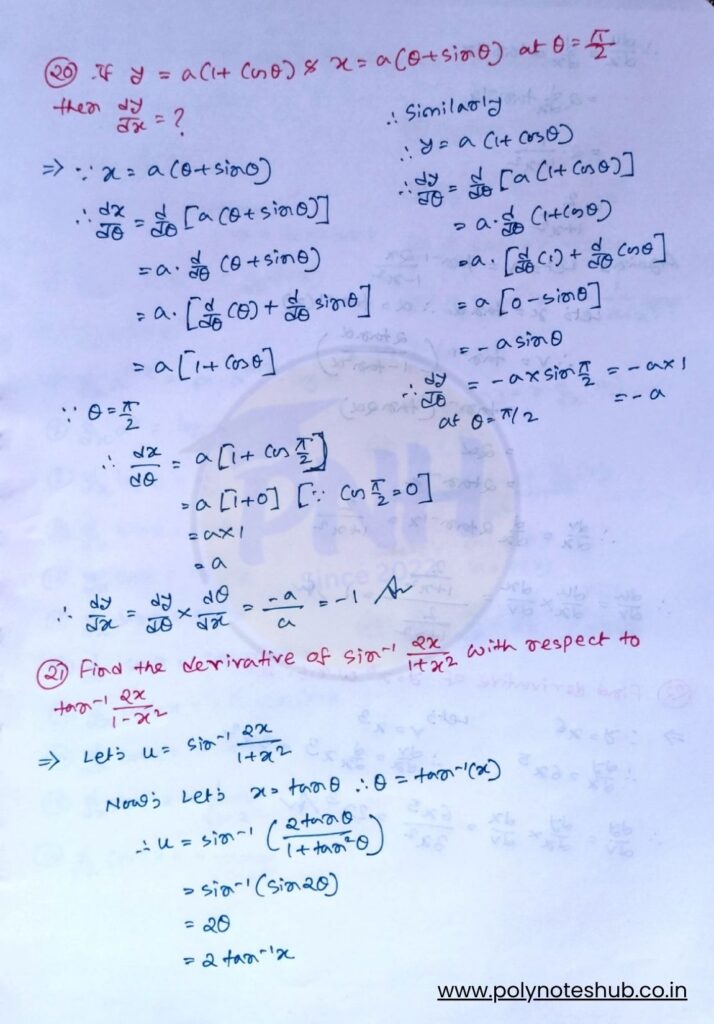 Download the PDF of first Order Derivatives Problems and Solutions - poly notes hub