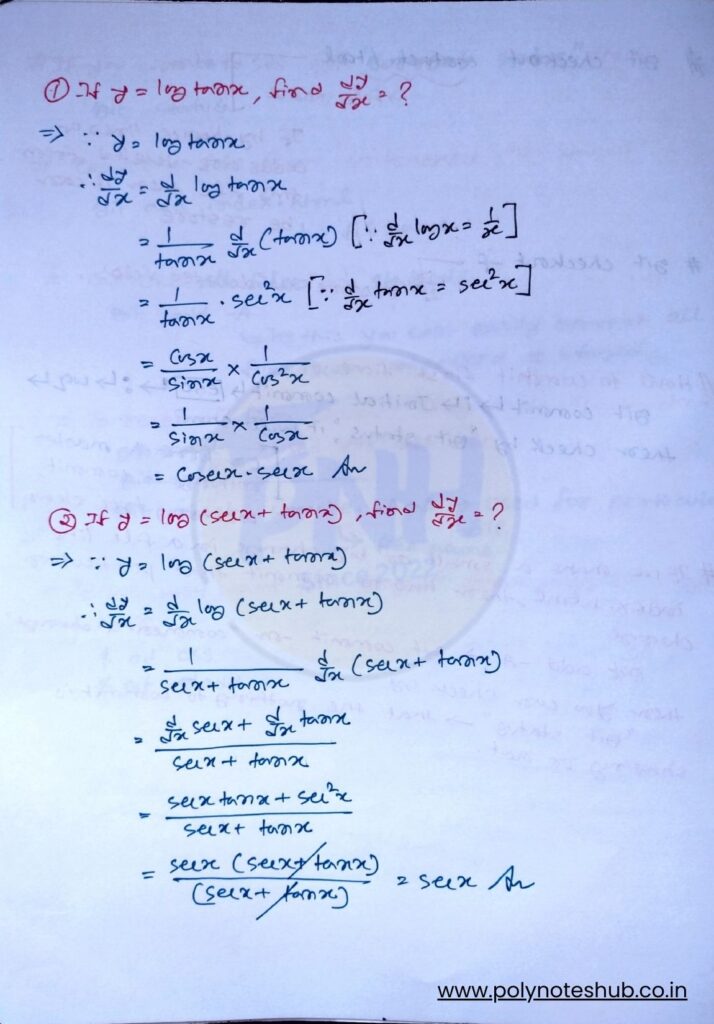 numerical problems of first order derivatives with solutions - poly notes hub