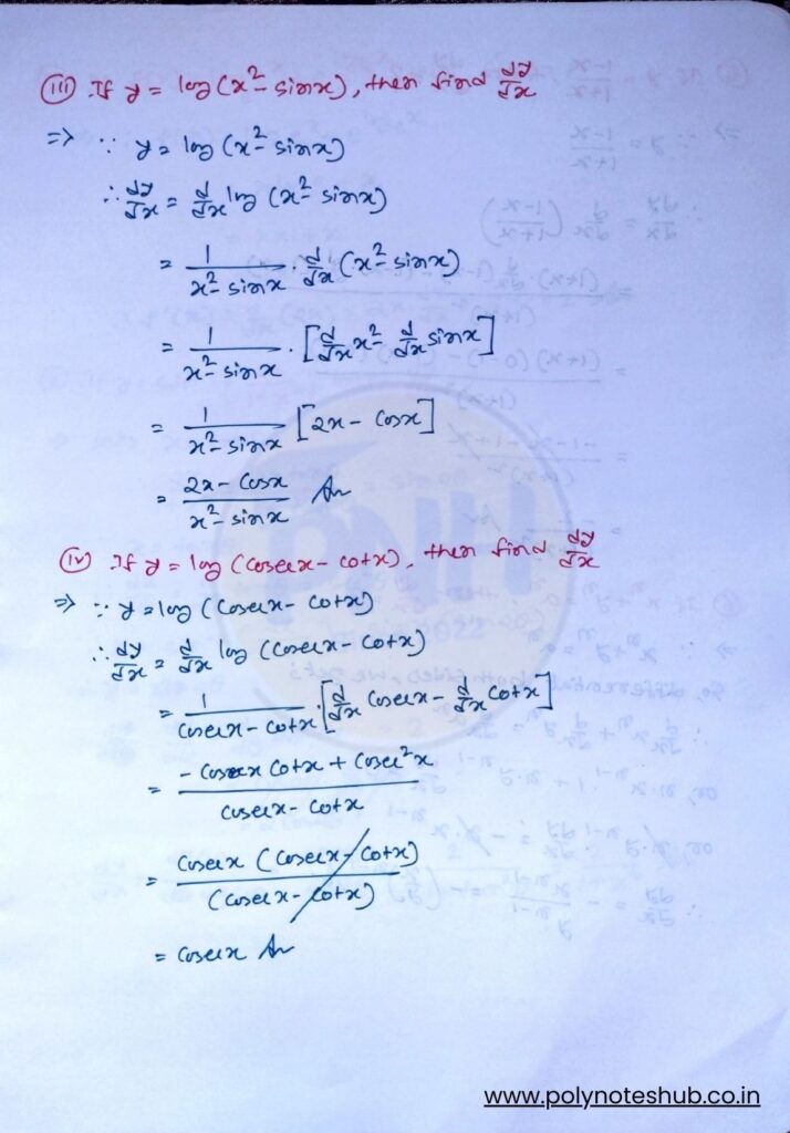1st order derivatives questions with answers - poly notes hub