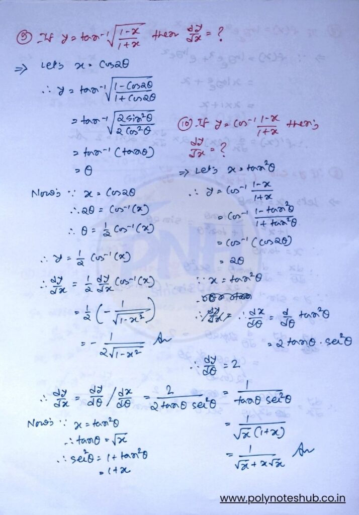 First Order Derivatives Problems and Solutions PDF - Poly Notes Hub