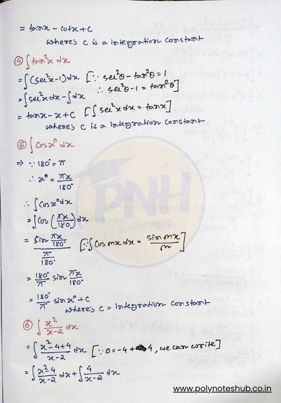Best Indefinite Integration Questions with Solutions PDF [2026] - Poly ...