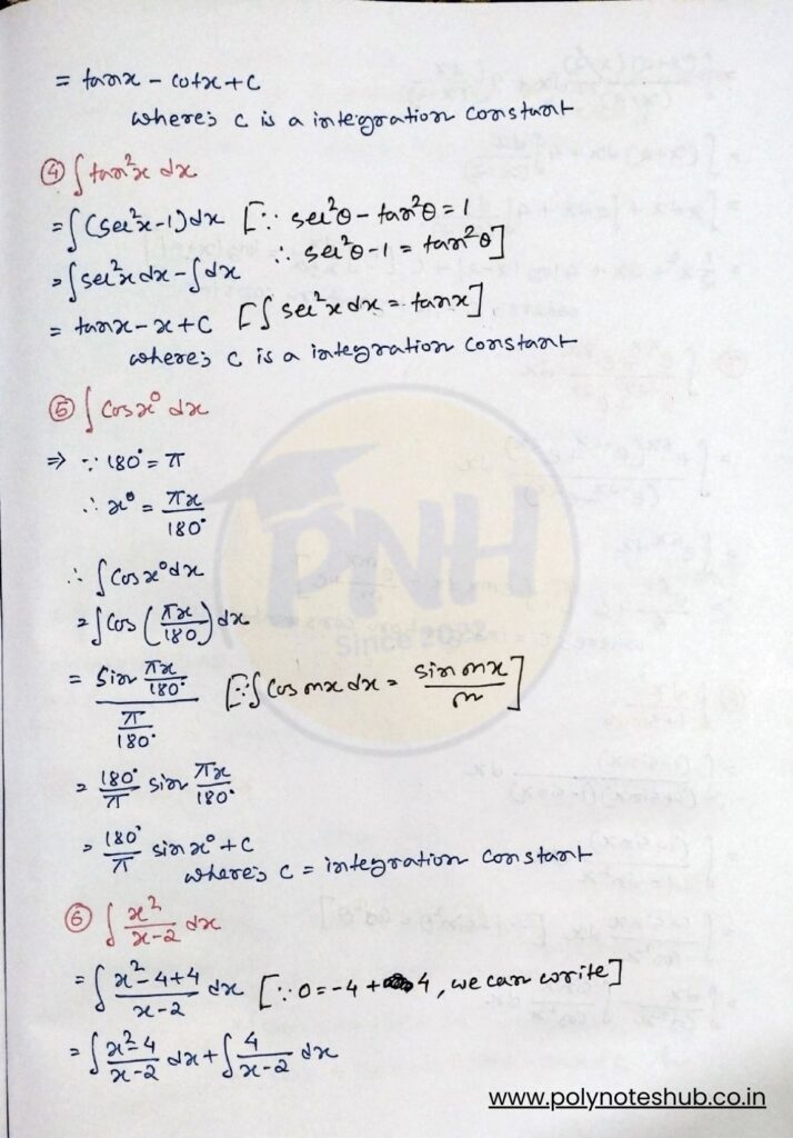 handwritten notes on indefinite integration - poly notes hub