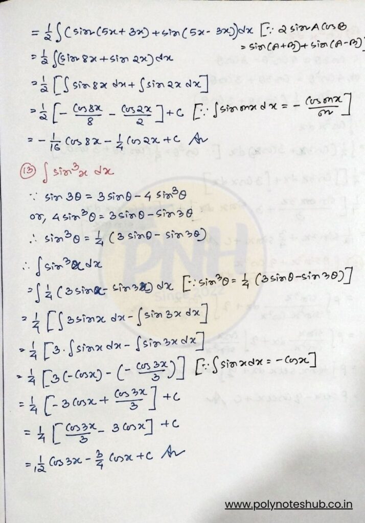 Indefinite Integration formulas and tricks handwritten notes PDF – poly notes hub