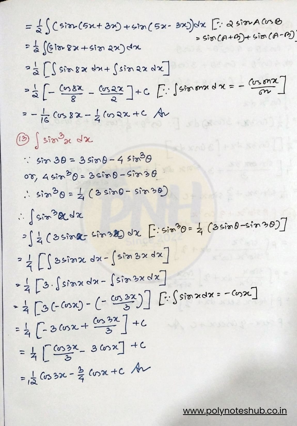 Best Indefinite Integration Questions with Solutions PDF [2026] - Poly ...