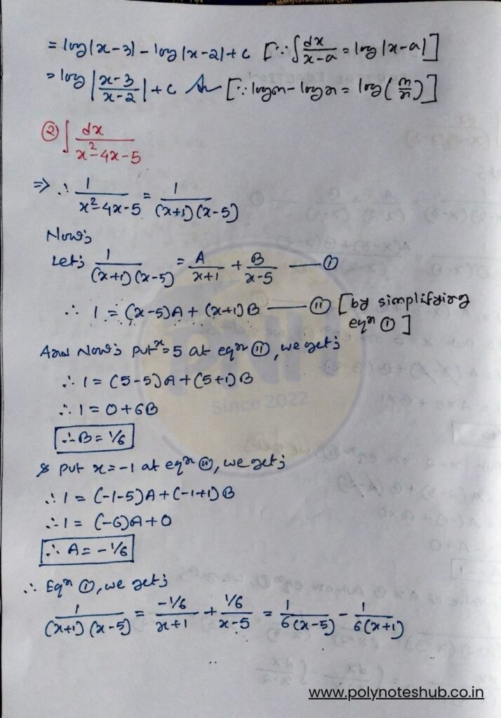 Integration by Partial Fractions Problems and Solutions PDF – poly notes hub