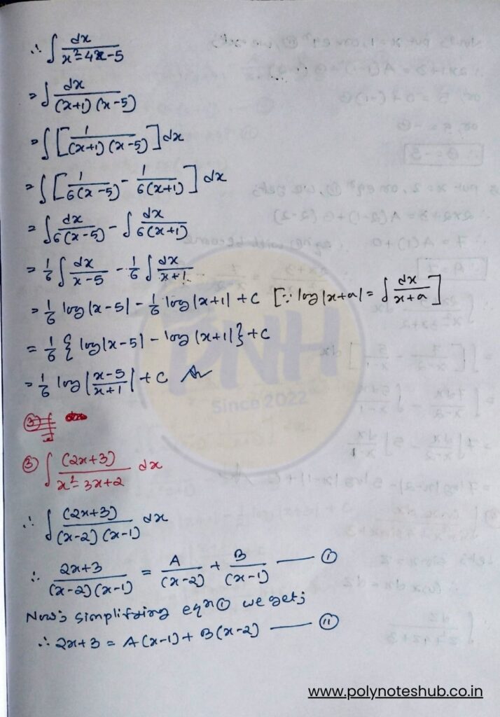 Integration by Partial Fractions Questions and Answers PDF – poly notes hub