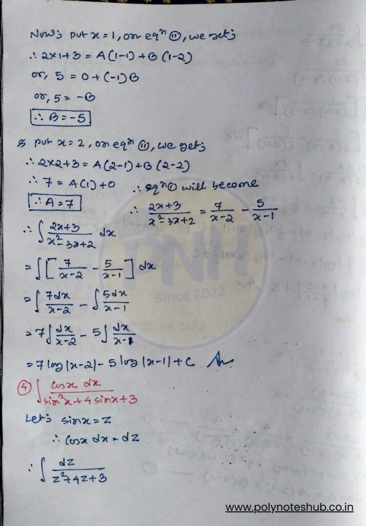 Integration by Partial Fractions Solved Examples PDF – poly notes hub