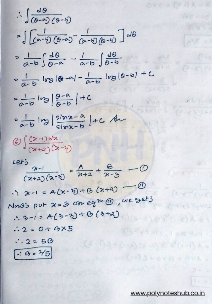 Integration by Partial Fractions Step by Step Solutions PDF – poly notes hub