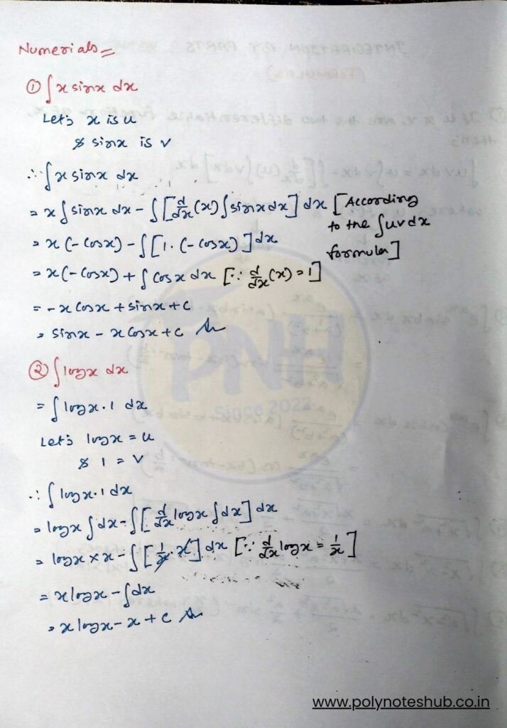 integration by parts questions and answers pdf for diploma and polytechnic students - poly notes hub