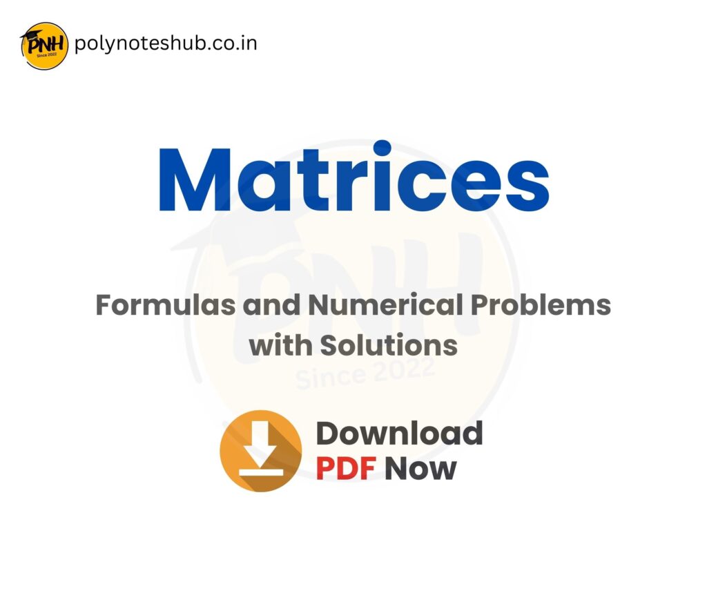 Engineering Mathematics Matrices Questions and Answers PDF - poly notes hub