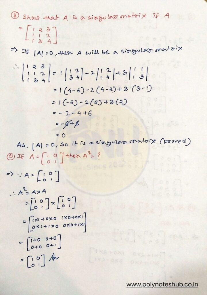 matrices and determinants multiple choice questions with answers pdf - poly notes hub