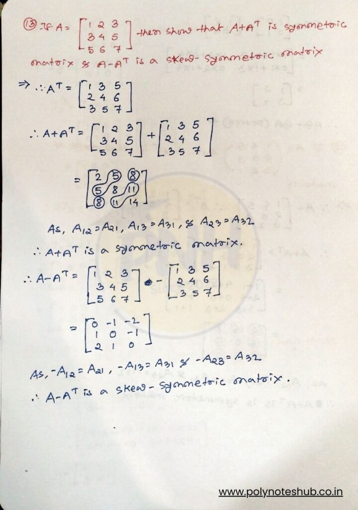 matrices questions and answers examples pdf​ - poly notes hub