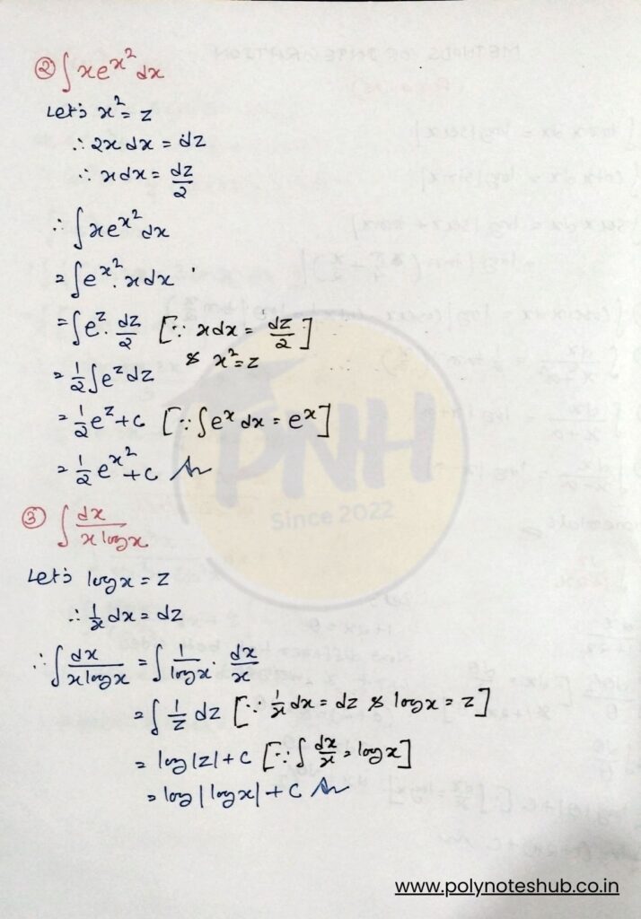 PDF Notes of Methods of Integration Chapter from Mathematics 2 - poly notes hub