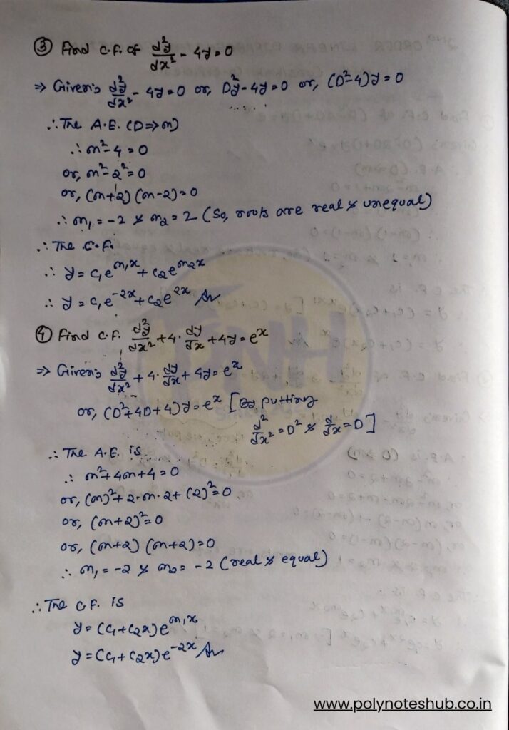 second order linear ordinary differential equations numerical problems with solutions pdf notes - poly notes hub