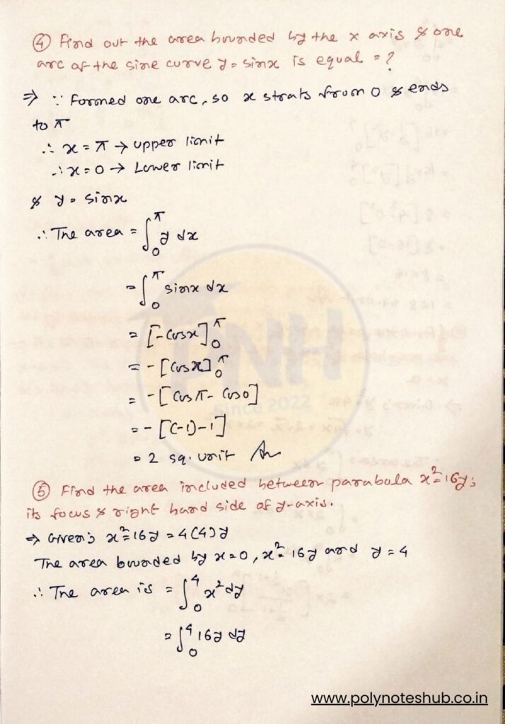 Application of Definite Integral Problems with Solutions PDF - poly notes hub