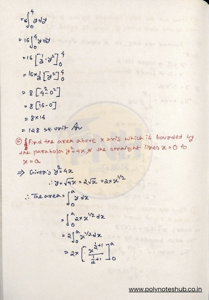 Application of Definite Integral Problems with Solutions PDF Handwritten Notes - poly notes hub