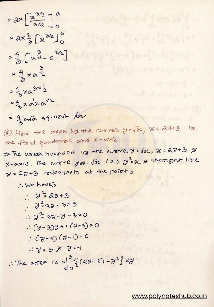 Download Application of Definite Integral Problems with Solutions PDF - poly notes hub