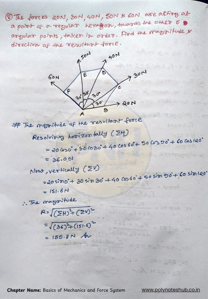 questions and answers of simple problems from System of forces chapter - poly notes hub