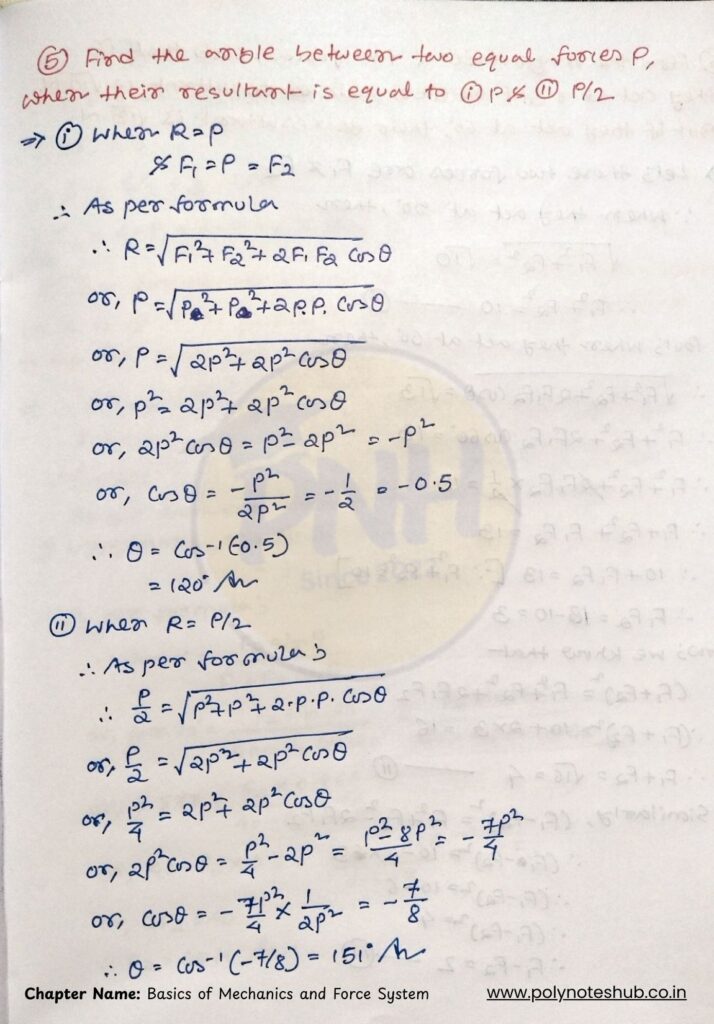Numerical problems with solutions from the basics of mechanics and force system chapter of the engineering mechanics book - poly notes hub