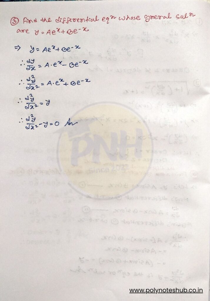 handwritten notes on ordinary differential equation chapter from mathematics 2 book - poly notes hub