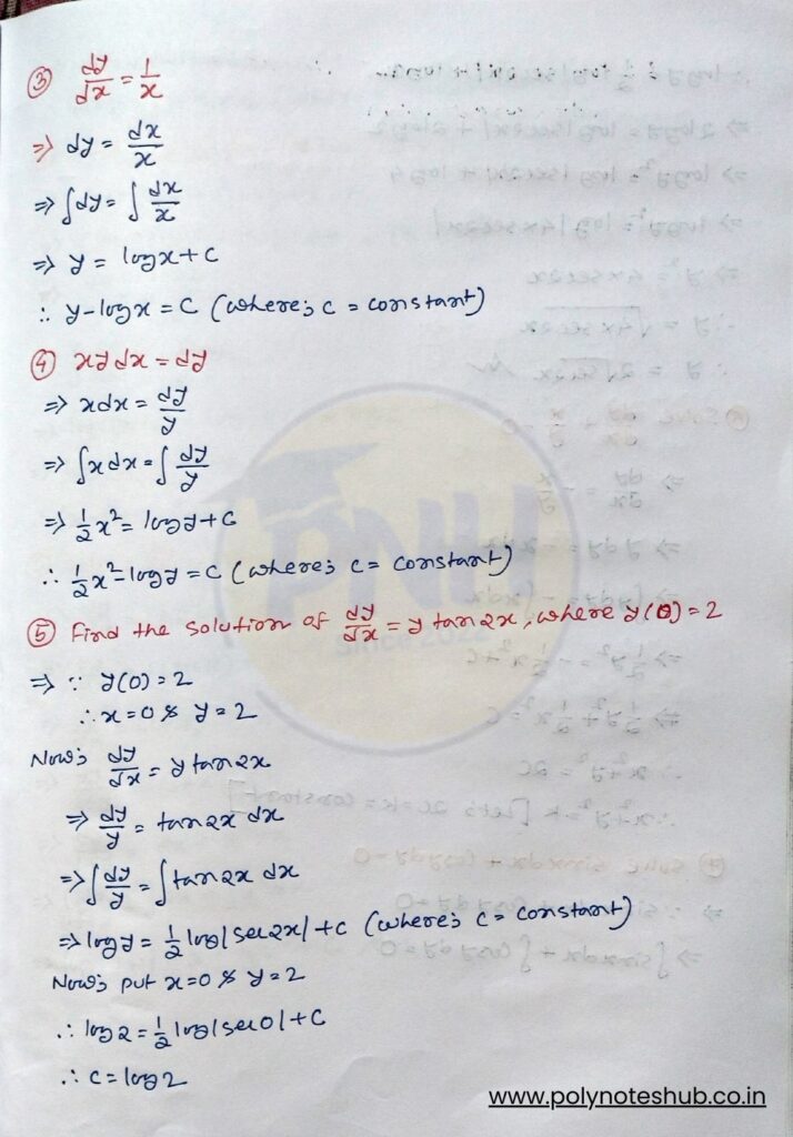 solution of differential equation of 1st order and 1st degree - poly notes hub
