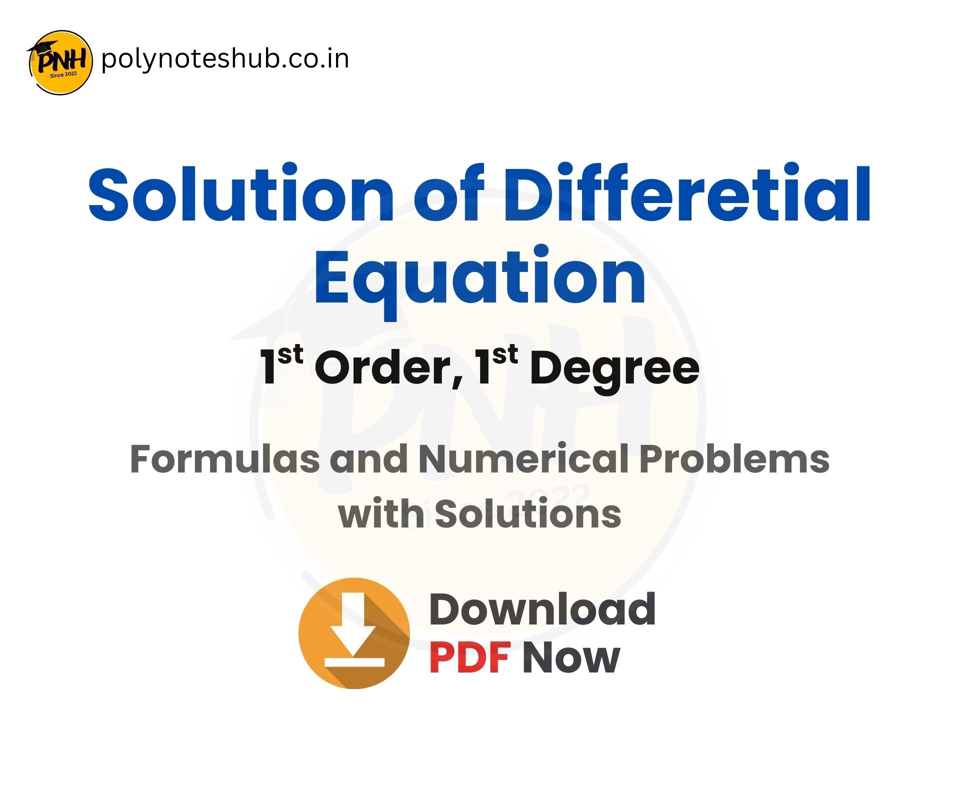 Download First Order Differential Equations Problems and Solutions PDF - poly notes hub