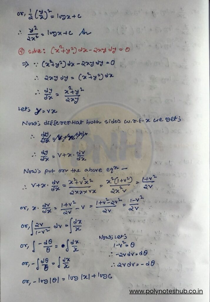 common questions from the homogeneous differential equation chapter of mathematics 2 - poly notes hub