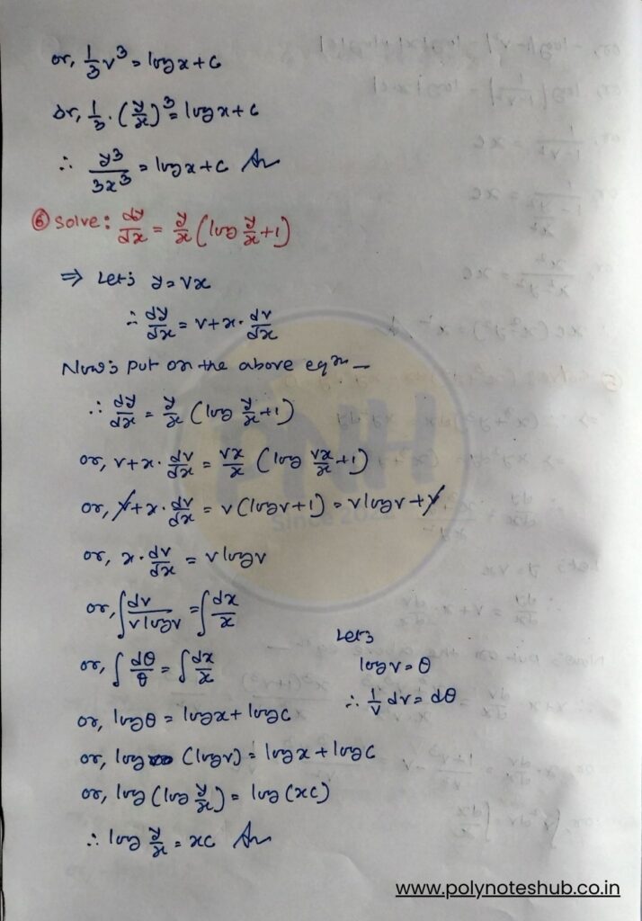 Download the Homogeneous Differential Equation Questions and Answers PDF - poly notes hub