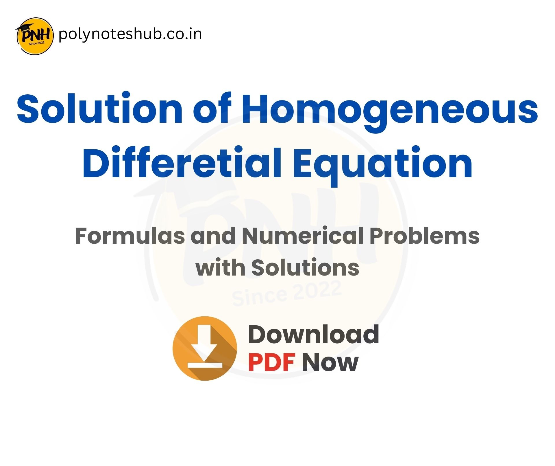 Homogeneous Differential Equation Questions and Answers PDF (Handwritten Notes) - poly notes hub